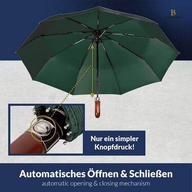 Зонт LOGAN & BARNES Dublin: штормовий, з дерев'яною ручкою, тефлонове покриття, темно-зелений