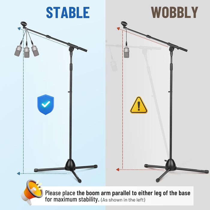 Підставка для мікрофона 2-в-1 Cahaya CY0311: підлого тип, 3 кліпси для кабелів, для вокалу, сцени, конференцій та презентацій