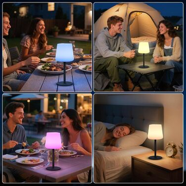 MALUX LED Акумуляторна Настільна Лампа: Бездротова, З Димером, 8 Кольорів, IP44 Водонепроникна, для Будинку, Саду, Готелю, Балкону