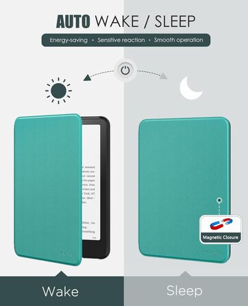 Чохол MoKo для Kindle Paperwhite 2024 (12-го покоління) та Kindle Colorsoft Signature Edition 2024, Jade Green (А-Jade Green), з авто-ввімкненням/вимиканням