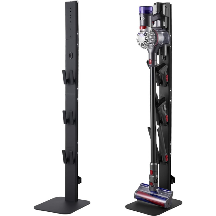 Підставка для пилососа VEVOR 126 см, сумісна з Dyson G5 V15 V12 V11 V10 V8 V7 V6, з аксесуарами, 6 гачків, неслизькі підкладки, срібна (чорна платформа)