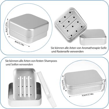 Набір мильниць для подорожей 2 шт. з алюмінію з підсіткою, вологостійкі, нержавіючі мильниці для дому, подорожей, мила та пінки для гоління (срібні)