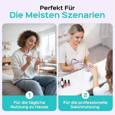 Електричний фрезер для нігтів Coslus: 20000 об/хв, регулювання швидкості та напрямку, манікюр та педикюр, набір для шліфування гелю та акрилу (фіолетовий)