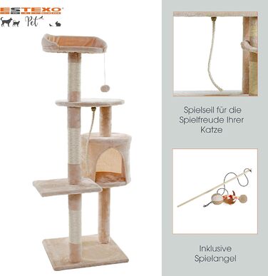 Кігтеточка для котів ESTEXO 112 см, XL, кріпиться до стіни, бежева