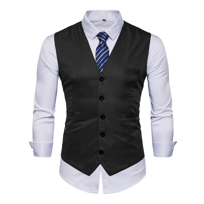 Чоловіча формальна жилетка для костюма або смокінга - Чорна - X-Large