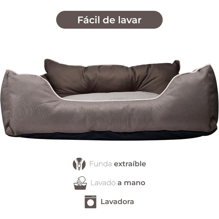 UNITED COLORS OF BENETTON. Pets - Dog Bed, Ergonomic Bed, for Medium-Sized Dogs, Made of Polyester, Machine Washable, Size M, (brown, 75 cm)