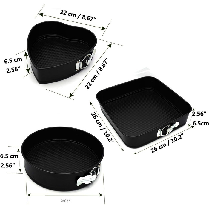 Набір форм для випічки 3 шт. з антипригарним покриттям та швидкою застібкою