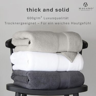 MAGANO® Luxury Towel Set White | 2X Bath Towel 70x140 cm | Bamboo & Cotton | 600g/m² Premium Quality | Large Bath Towels | Towel 2-Piece Set (White)