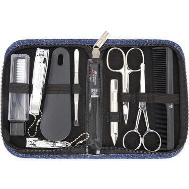 Набір для манікюру DREI SCHWERTER MONZA 10 предметів - ідеальний для подорожей (Джинсовий блакитний)