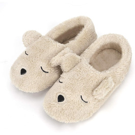 Тапочки плюшеві для дому FakeFace, пара, з милим ведмедиком, розмір 38/39 EU, бежеві