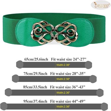 Жіночий широкий еластичний пояс JasGood (4 шт) - чорний, коричневий, бежевий, зелений - для талії 60-87 см