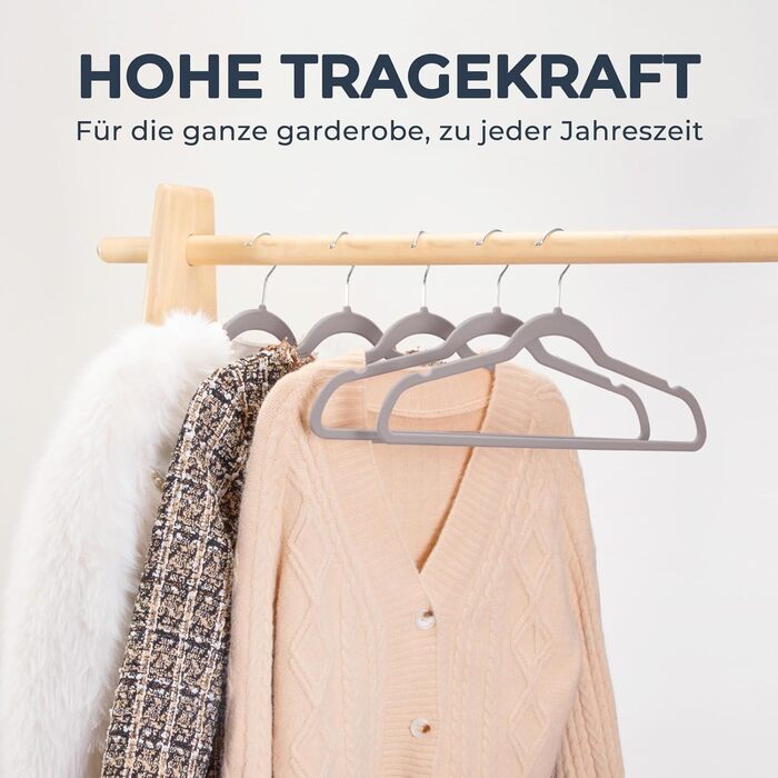 Набір вешалок для одягу HOUSE DAY, 50 шт., велюрові, для сорочок, костюмів, пальто, штанів, білі