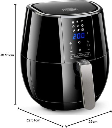 Фритюрниця BLACK+DECKER BXAF6500E, 1600W, 3.5л, 8 програм, з вікном, 80-220ºC