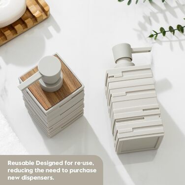 Диспенсер для мила дерев'яний, дозатор для мийного засобу на стільницю для кухні, стильний дозатор для мила в ванну кімнату з помповим механізмом (Бежевий)