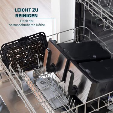Princess Double Chamber Air Fryer with 2x4L Capacity – 62.2% Less Energy Consumption – Separate Temperatures for 2 Compartments – 8 Programs – 182074, 1700 Watts, 38.4 x 37.4 x 30.8 cm 2x4L Double Chamber Air Fryer Silver