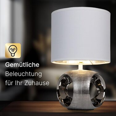 ARTE LAMP Poppy - LED настільна лампа з кабелем, хром/біла. Настільна лампа з білим текстильним абажуром для вітальні та спальні (золота)