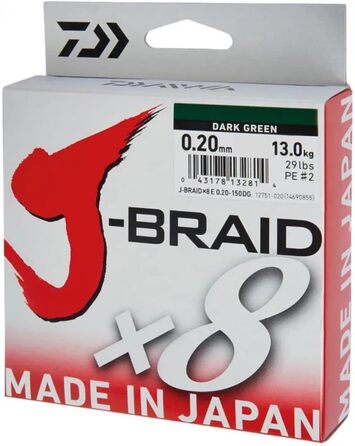 Плетена рибальська ліска Daiwa J-Braid 8, 300 м, темно-зелена