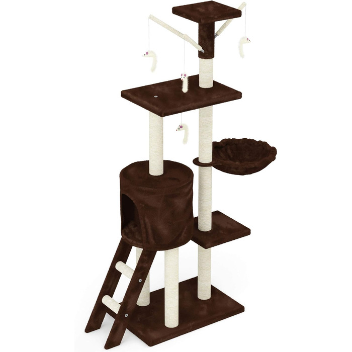 Дерев'яний кігтеточка для котів Beltom® Kratzbaum, 140 см - ігровий комплекс для котів, колір: коричневий