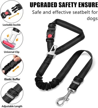 Авторемені для собак у машину, 2 шт. - безпечний пасок для тварин, кріплення на підголівник