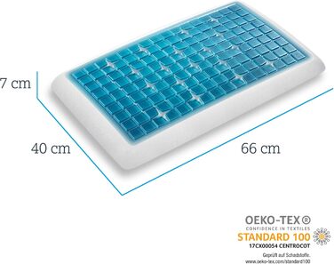 Ортопедична гелєва подушка Technogel Deluxe для підтримки шиї, сертифікована, без шкідливих речовин, для спини та бокового сну, з наволочкою, 66x40x7 см