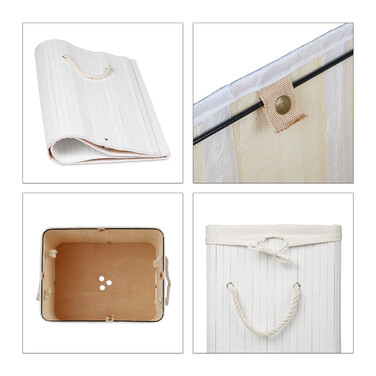 Relaxdays Bamboo Laundry Basket, Square