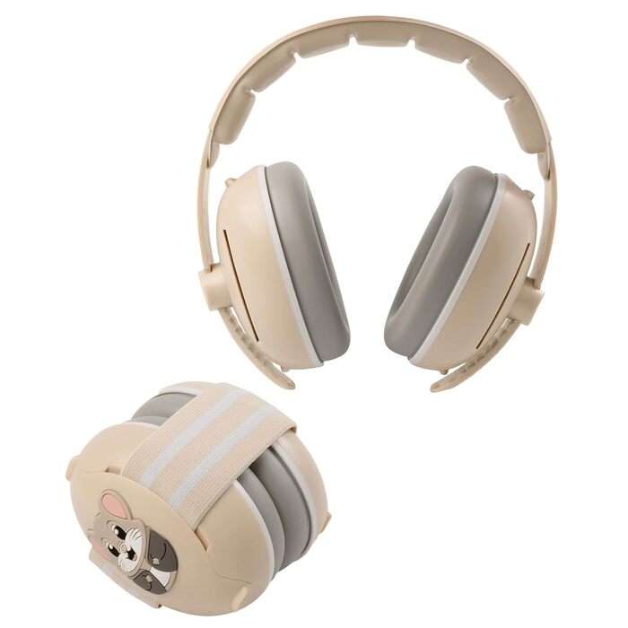 Навушники шумоізоляційні дитячі 3-48 місяців - захист слуху для малюків 25dB, зменшення шуму - м'які дитячі навушники з еластичним та регульованим обручем, бежевий