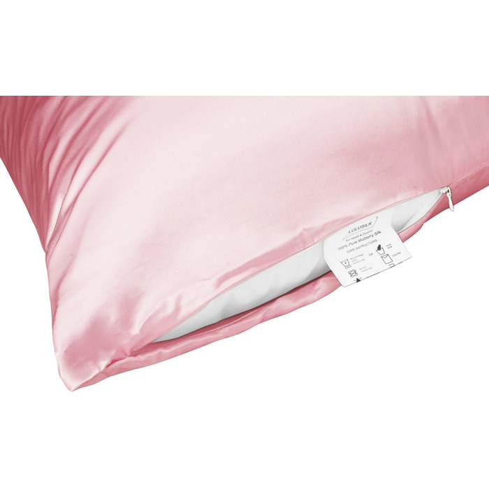 LULUSILK 16 Momme 100% Silk Pillowcase Hair and Skin Care Pillow Cover Wrinkle-Resistant 2 Pieces 40x80cm Pink