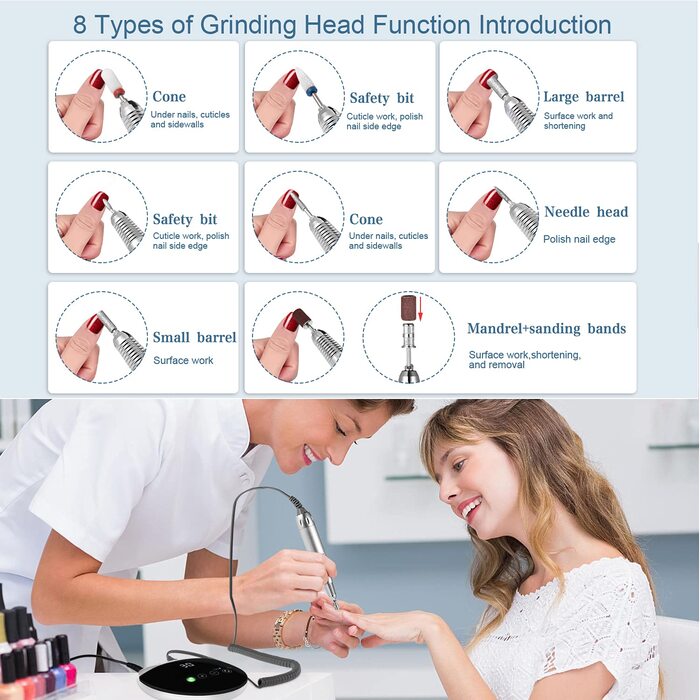 Електрична нігтьова фрезер ENGERWALL для гель-лаку, 35000 об/хв з LCD екраном та сенсорними кнопками. Професійний набір для манікюру та педикюру, догляд за нігтями, дизайн нігтів. Професійний, з підключенням.