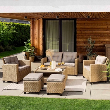 Комплект садових меблів Di Volio DV-016GF Firenze, техноротанг, бежевий, 6 предметів