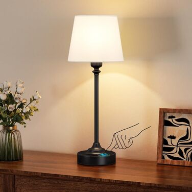 LED настільна лампа бездротова з торшером з льону, торшер для спальні, їдальні, вітальні, з USB-C, регулювання яскравості, 40см, мідь