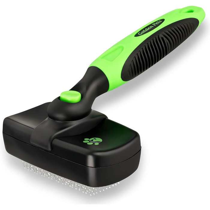 Щітка для собак та котів Golden Pets самоочисна, покращена версія, для короткої та довгої шерсті, для тварин великих та малих розмірів, швидке очищення + посібник з догляду