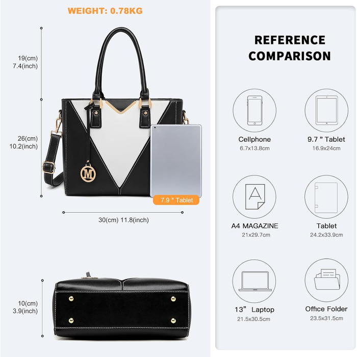 Сумка жіноча Lulu Daen середнього розміру зі штучної шкіри (PU) - чорна, комплект з гаманцем, для роботи, подорожей, бізнесу