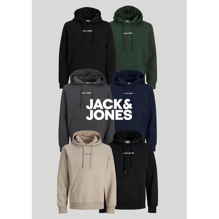 Набір чоловічих худі JACK & JONES (2 шт.) — бавовняний світшот з каптуром, вуличний одяг для відпочинку, кольори: чорний, темно-зелений/бежевий, розмір M