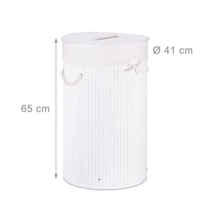 Relaxdays Bamboo Laundry Basket, Round