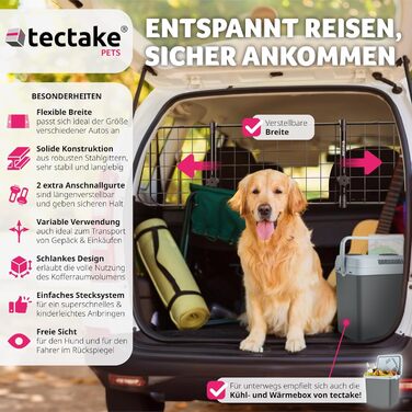 Сітка для собак у машину tectake® - універсальна, регульована ширина, мобільний захист багажника, перегородка, бар'єр для собак, аксесуари для подорожей з собакою