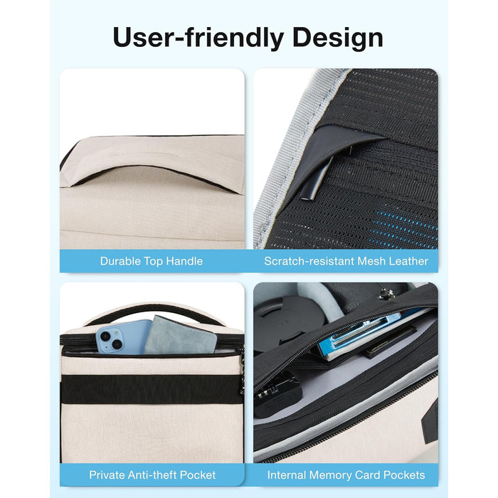 Сумка для камери Bagsmart: водонепроникна фотосумка для DSLR/SLR з дощовиком (сірий/бежевий)