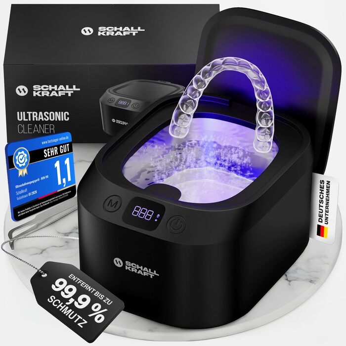 Ультразвукова ванна для чищення 48 кГц з УФ-дезінфекцією, чорна - для ювелірних виробів, зубних кап, брекетів та іншого