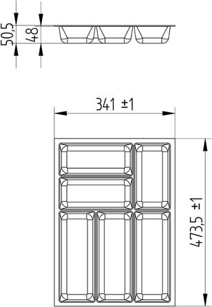 Вставка для столових приборів ORGA-BOX 3, 473x341 мм, антрацитова, з текстурою Canvas, для шухляд 45 см (Nobilia з 08.2012)