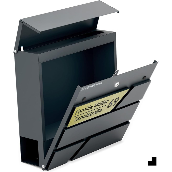 Поштовий ящик з газетницею Anthrazit Julia Standard: персоналізований, настінний, з порошковим покриттям RAL 7016, 37x37 см