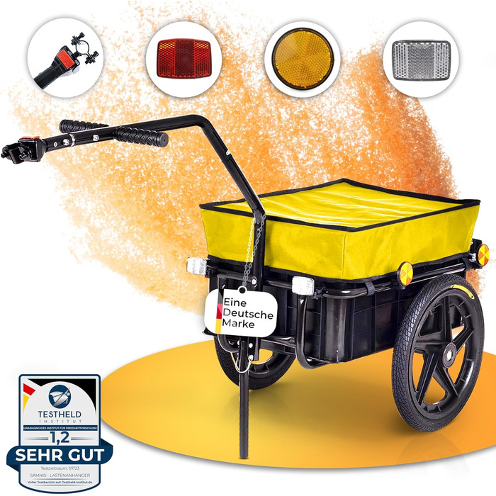 Причіп для велосипеда SAMAX 70 літрів / 60 кг, вантажний, з кріпленням, чорний, з пластиковою платформою