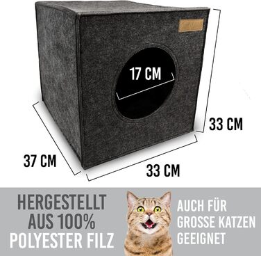 Кігтечка-будиночок для котів з фетру для полиць IKEA Kallax/Expedit, зручна лежанка-кошик, сірий колір, для 2 котів або великих котів