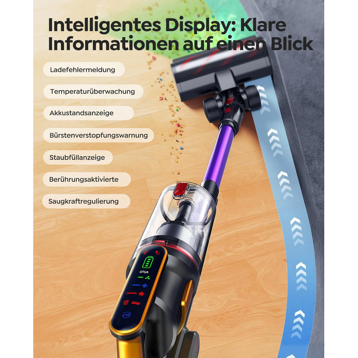 Бездротовий акумуляторний пилосос Fieety 600W з турбощіткою для тварин, 65 хвилин роботи, 8-шарова фільтрація та ароматерапією, для дому, авто та твердих поверхонь