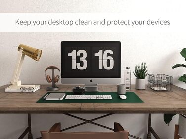 Килимок для миші RENMTURE з натурального корку та PU-шкіри, 80 x 40 см, темно-зелений, для офісу та дому