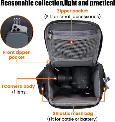 Чохол для цифрової камери Cwatcun, сумісний з Canon/Nikon, з швидким доступом, легкий, чорний (L)