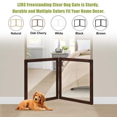 Дерев'яне перегороджувальне ґратка для собак, 4 панелі, широка, 76,2 см, складна, бар'єр для тварин, масивне дерево та сталевий дріт, захисне ґратка для дверей, коридорів, 30'Height-4 Panel (24'Height-2 Panel, Коричневий)