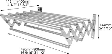 Сушарка для білизни настінна розкладна QWORK® 7 стержнів для балкону та пральні