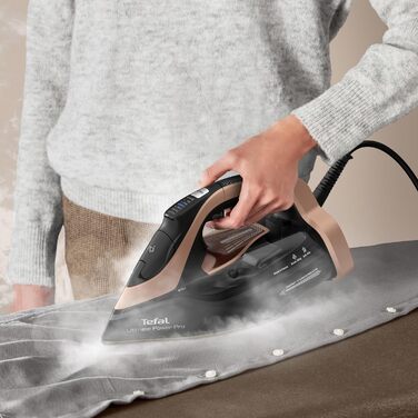 Tefal Ultimate Power Pro Steam Iron, 3200 Watts, Continuous Steam Output 85 g/Min., Steam Boost, Pump System, 2 Steam Levels, Stain Protection, Black/Bronze, FV9E50E0