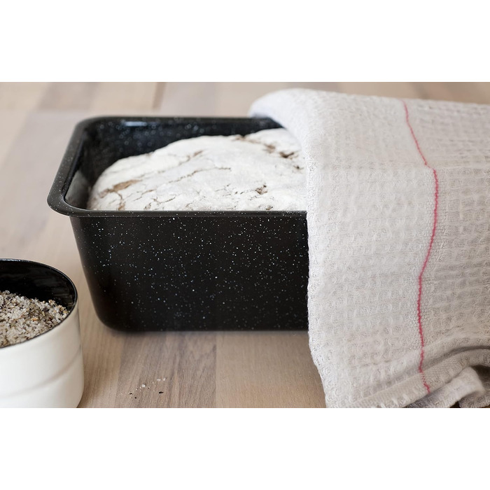 Riess, 0633-022, Professional Baker, Loaf Pan 35/14, CLASSIC - LOAF PANS, Height 8.3 cm, Capacity 2.5 Liters, Enamel, Black, Length 36.7 cm Width 14.2 cm Height 8.3 cm
