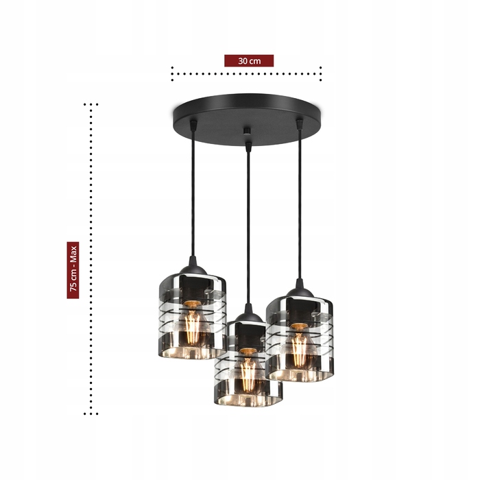 Підвісна лампа Luxolar Light Factory: скло та алюміній, 3 точки освітлення, цоколь E27