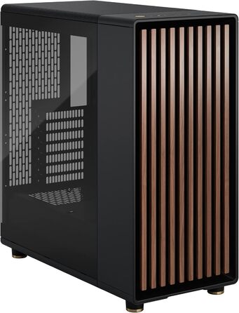 Комп'ютерний корпус Fractal Design North Charcoal Black TG Dark з темним склом, фасад з горіхового дерева, 2 вентилятори 140 мм, USB Type-C, Mid-Tower ATX